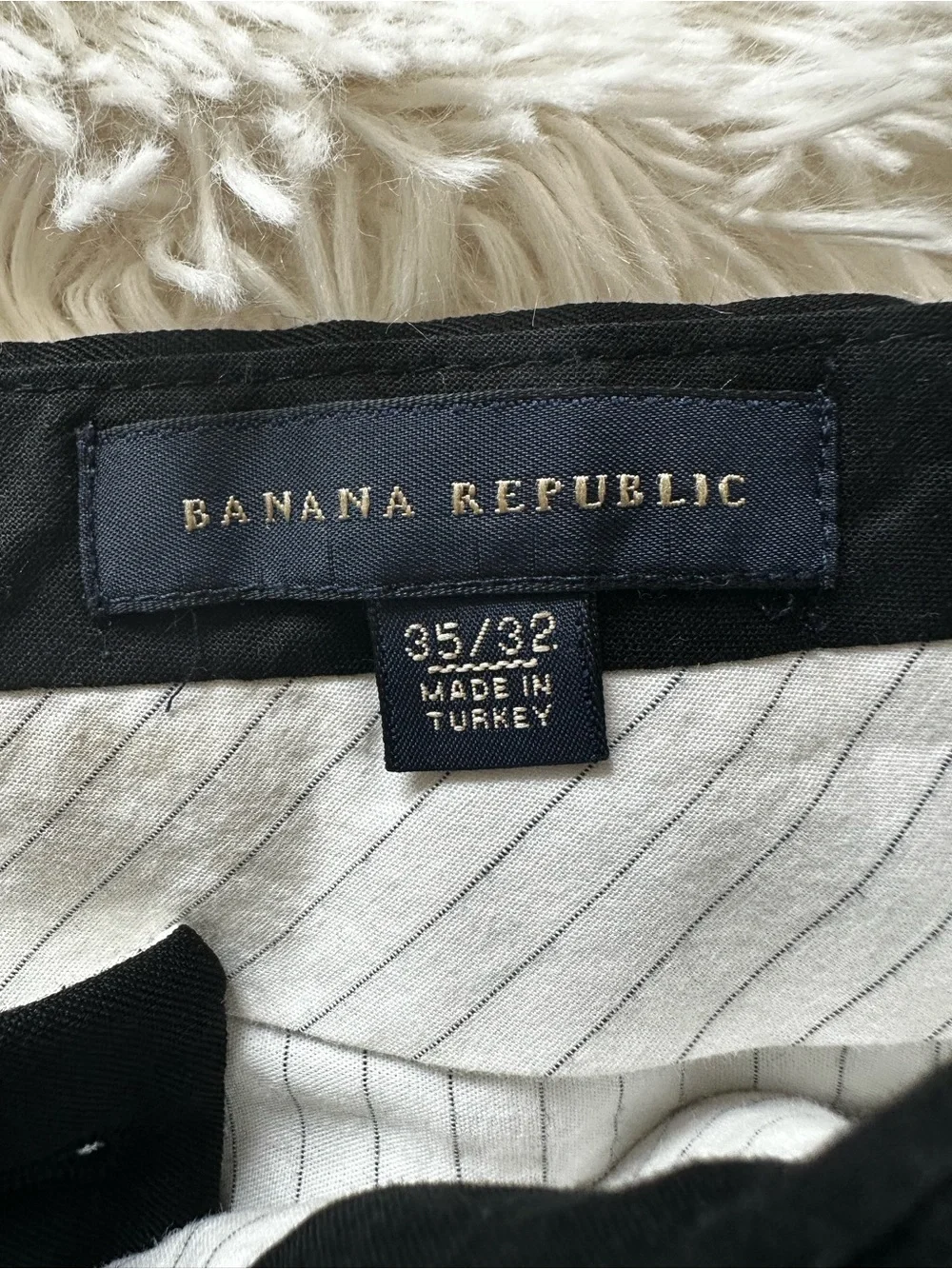 Banana Republic Men's 35x32 Black 100% Wool Flat Front Dress Pants Straight Leg